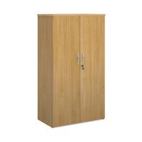 Universal double door cupboard 1440mm high with 3 shelves - oak