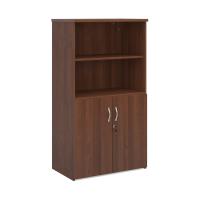 Universal combination unit with open top 1440mm high with 3 shelves - walnut