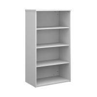 Universal bookcase 1440mm high with 3 shelves - white