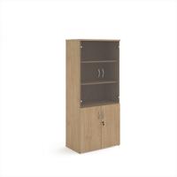 Universal combination unit with glass upper doors 1790mm high with 4 shelves - Kendal Oak
