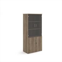 Universal combination unit with glass upper doors 1790mm high with 4 shelves - Nebraska Oak