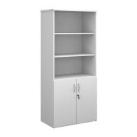 Duo combination unit with open top 1790mm high with 4 shelves - white