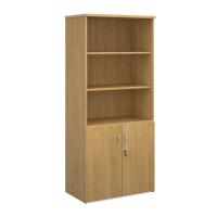Universal combination unit with open top 1790mm high with 4 shelves - oak