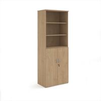 Universal combination unit with open top 2140mm high with 5 shelves - Kendal Oak