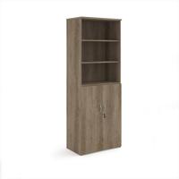 Universal combination unit with open top 2140mm high with 5 shelves - Nebraska Oak