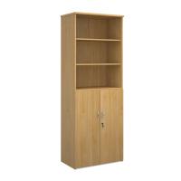 Universal combination unit with open top 2140mm high with 5 shelves - oak