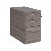 Desk high 3 drawer pedestal with silver handles 800mm deep - grey oak