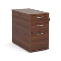 Desk high 3 drawer pedestal with silver handles 800mm deep - walnut