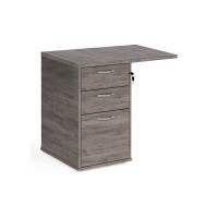 Desk high 3 drawer pedestal 600mm deep with 800mm flyover top - grey oak
