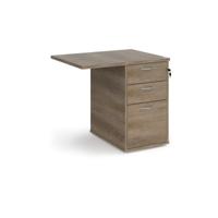 Desk high 3 drawer pedestal 600mm deep with 800mm flyover top - Nebraska Oak
