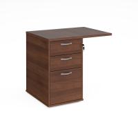 Desk high 3 drawer pedestal 600mm deep with 800mm flyover top - walnut