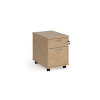 Mobile 2 drawer pedestal with silver handles 600mm deep - Kendal Oak