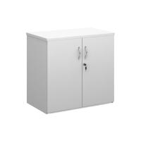Duo double door cupboard 740mm high with 1 shelf - white