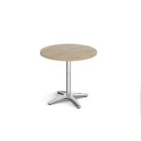 Roma circular dining table with 4 leg chrome base 800mm - Barcelona walnut