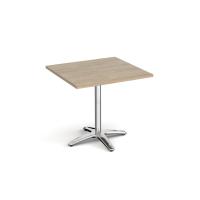 Roma square dining table with 4 leg chrome base 800mm - Barcelona walnut