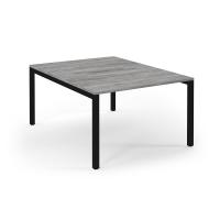 Connex Scalloped 1200 x 1600 x 725mm Back to Back Desk ( 2 x 1200mm ) - Black Frame / Grey Oak Top