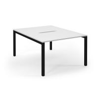 Connex Scalloped 1200 x 1600 x 725mm Back to Back Desk ( 2 x 1200mm ) - Black Frame / White Top