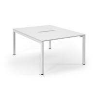 Connex Scalloped 1200 x 1600 x 725mm Back to Back Desk ( 2 x 1200mm ) - White Frame / White Top