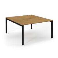 Connex Scalloped 1400 x 1600 x 725mm Back to Back Desk ( 2 x 1400mm ) - Black Frame / Oak Top