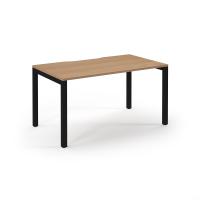 Connex Scalloped 1400 x 800 x 725mm Single Desk - Black Frame / Beech Top