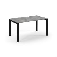 Connex Scalloped 1400 x 800 x 725mm Single Desk - Black Frame / Grey Oak Top