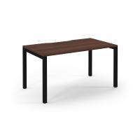 Connex Scalloped 1400 x 800 x 725mm Single Desk - Black Frame / Walnut Top