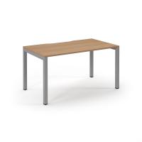 Connex Scalloped 1400 x 800 x 725mm Single Desk - Silver Frame / Beech Top
