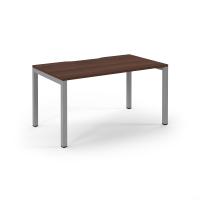 Connex Scalloped 1400 x 800 x 725mm Single Desk - Silver Frame / Walnut Top