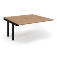 Connex Scalloped 1600 x 1600 x 725mm Back to Back Add On Bay - Black Frame / Beech Top
