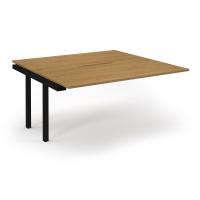 Connex Scalloped 1600 x 1600 x 725mm Back to Back Add On Bay - Black Frame / Oak Top