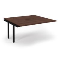 Connex Scalloped 1600 x 1600 x 725mm Back to Back Add On Bay - Black Frame / Walnut Top