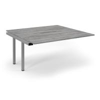 Connex Scalloped 1600 x 1600 x 725mm Back to Back Add On Bay - Silver Frame / Grey Oak Top