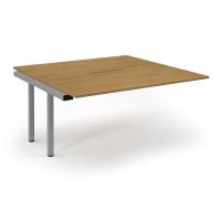 Connex Scalloped 1600 x 1600 x 725mm Back to Back Add On Bay - Silver Frame / Oak Top
