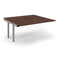 Connex Scalloped 1600 x 1600 x 725mm Back to Back Add On Bay - Silver Frame / Walnut Top