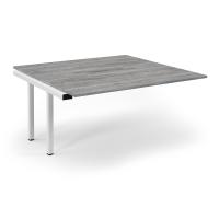 Connex Scalloped 1600 x 1600 x 725mm Back to Back Add On Bay - White Frame / Grey Oak Top