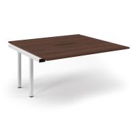 Connex Scalloped 1600 x 1600 x 725mm Back to Back Add On Bay - White Frame / Walnut Top