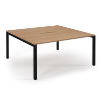 Connex Scalloped 1600 x 1600 x 725mm Back to Back Desk ( 2 x 1600mm ) - Black Frame / Beech Top