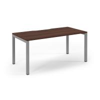 Connex Scalloped 1600 x 800 x 725mm Single Desk - Silver Frame / Walnut Top