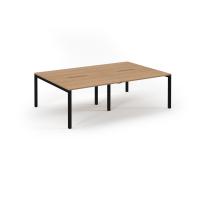 Connex Scalloped 2400 x 1600 x 725mm Back to Back Desk ( 4 x 1200mm ) - Black Frame / Beech Top
