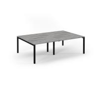Connex Scalloped 2400 x 1600 x 725mm Back to Back Desk ( 4 x 1200mm ) - Black Frame / Grey Oak Top