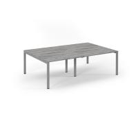 Connex Scalloped 2400 x 1600 x 725mm Back to Back Desk ( 4 x 1200mm ) - Silver Frame / Grey Oak Top