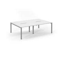 Connex Scalloped 2400 x 1600 x 725mm Back to Back Desk ( 4 x 1200mm ) - Silver Frame / White Top