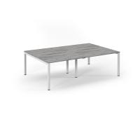 Connex Scalloped 2400 x 1600 x 725mm Back to Back Desk ( 4 x 1200mm ) - White Frame / Grey Oak Top