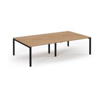 Connex Scalloped 2800 x 1600 x 725mm Back to Back Desk ( 4 x 1400mm ) - Black Frame / Beech Top