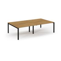 Connex Scalloped 2800 x 1600 x 725mm Back to Back Desk ( 4 x 1400mm ) - Black Frame / Oak Top