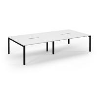Connex Scalloped 3200 x 1600 x 725mm Back to Back Desk ( 4 x 1600mm ) - Black Frame / White Top