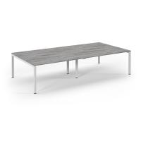 Connex Scalloped 3200 x 1600 x 725mm Back to Back Desk ( 4 x 1600mm ) - White Frame / Grey Oak Top