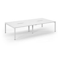 Connex Scalloped 3200 x 1600 x 725mm Back to Back Desk ( 4 x 1600mm ) - White Frame / White Top