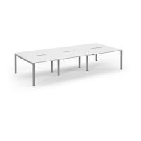Connex Scalloped 3600 x 1600 x 725mm Back to Back Desk ( 6 x 1200mm ) - Silver Frame / White Top