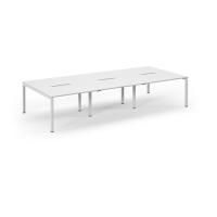 Connex Scalloped 3600 x 1600 x 725mm Back to Back Desk ( 6 x 1200mm ) - White Frame / White Top
